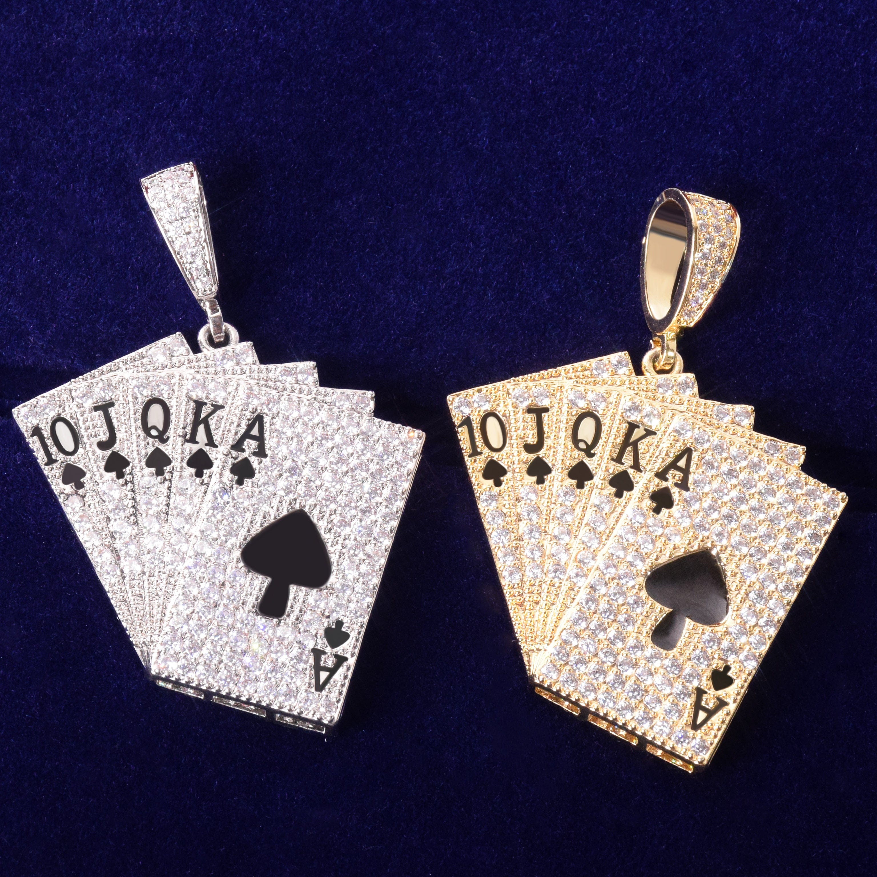 VVS Jewelry hip hop jewelry Gold/Silver Poker Card Bling Chain