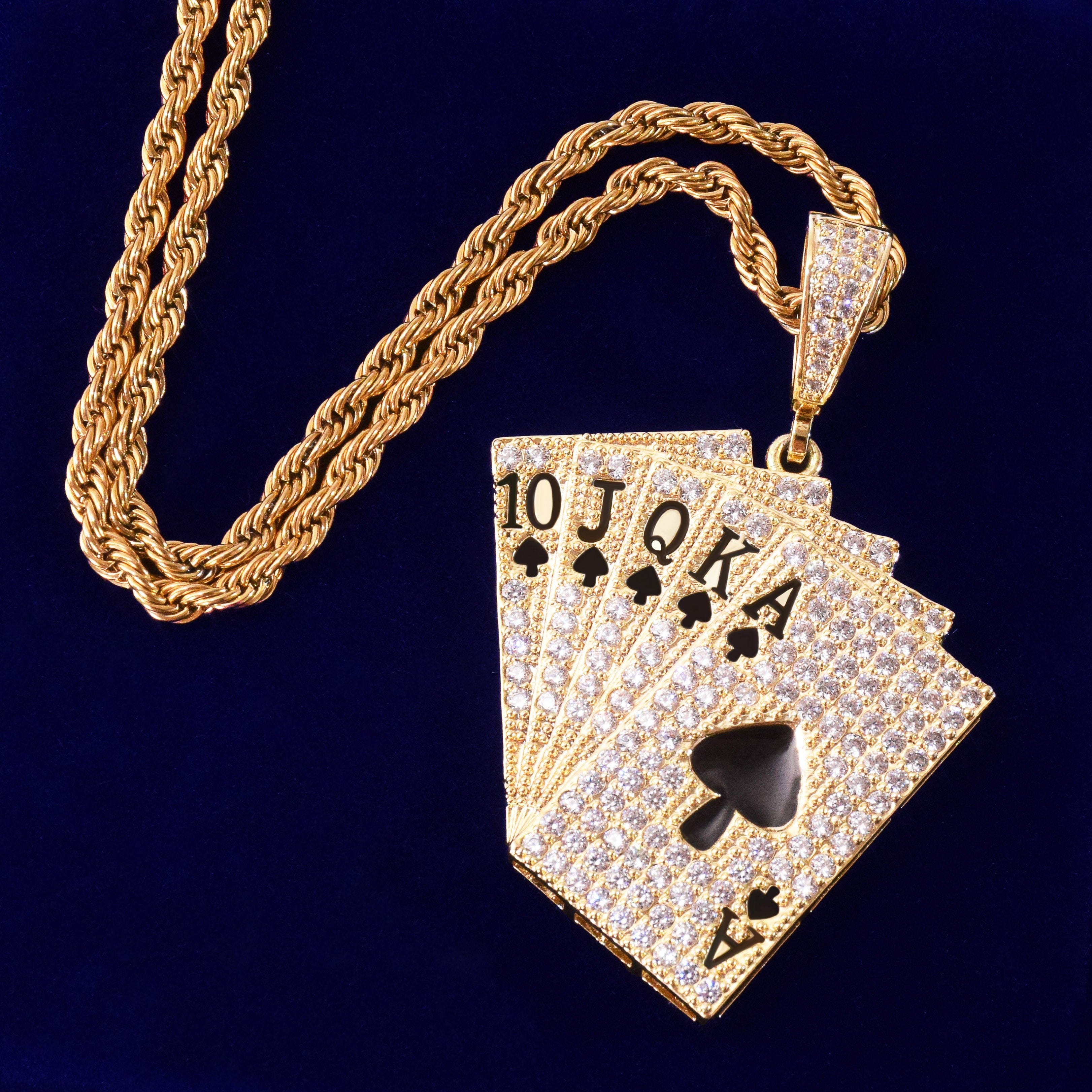VVS Jewelry hip hop jewelry Gold/Silver Poker Card Bling Chain