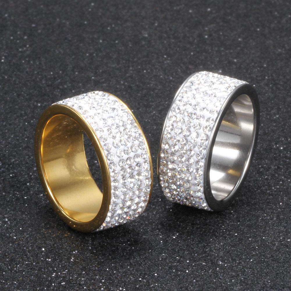 VVS Jewelry hip hop jewelry Gold/Silver Thick Band Bling Ring