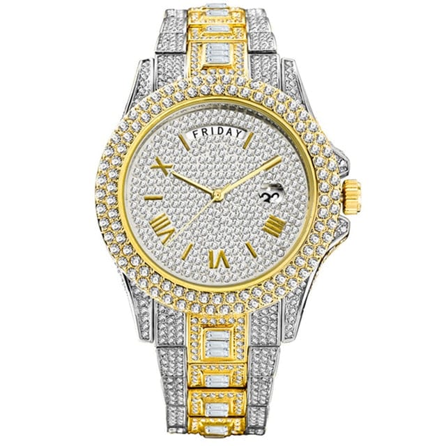 VVS Jewelry hip hop jewelry Gold Silver Top Luxury Fully Iced Out Baguette Watch