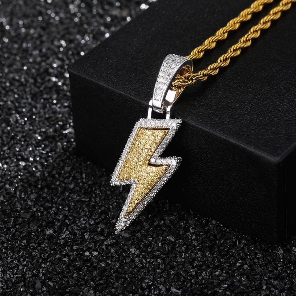 VVS Jewelry hip hop jewelry Gold & Silver VVS Jewelry Iced Bolt Pendant Chain
