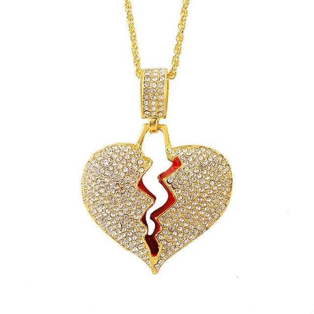 VVS Jewelry hip hop jewelry Gold VVS Jewelry Broken Heart Pendant