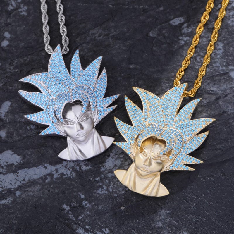 VVS Jewelry hip hop jewelry Gold VVS Jewelry Iced San Goku Pendant + Chain AAA Quality