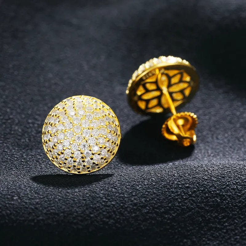 VVS Jewelry hip hop jewelry Gold VVS Moissanite Button Round Stud Earrings