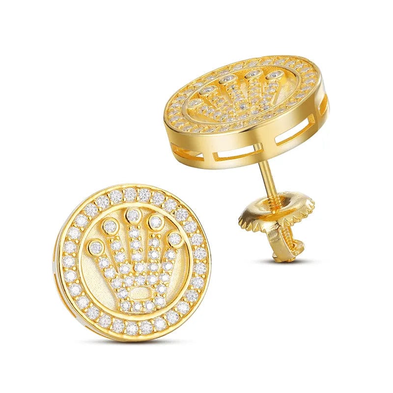 VVS Jewelry hip hop jewelry Gold VVS Moissanite Crown S925 Silver Stud Earrings