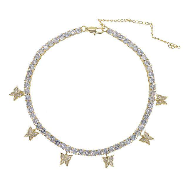 VVS Jewelry hip hop jewelry Gold Women's Butterfly Tennis Choker - Best Quality