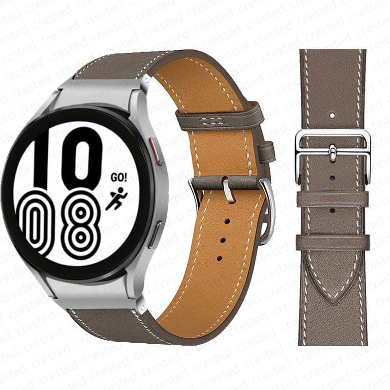 VVS Jewelry hip hop jewelry Gray-Silver / galaxy watch 5-5 pro Two-Tone Leather Watch Strap for Smart Watches