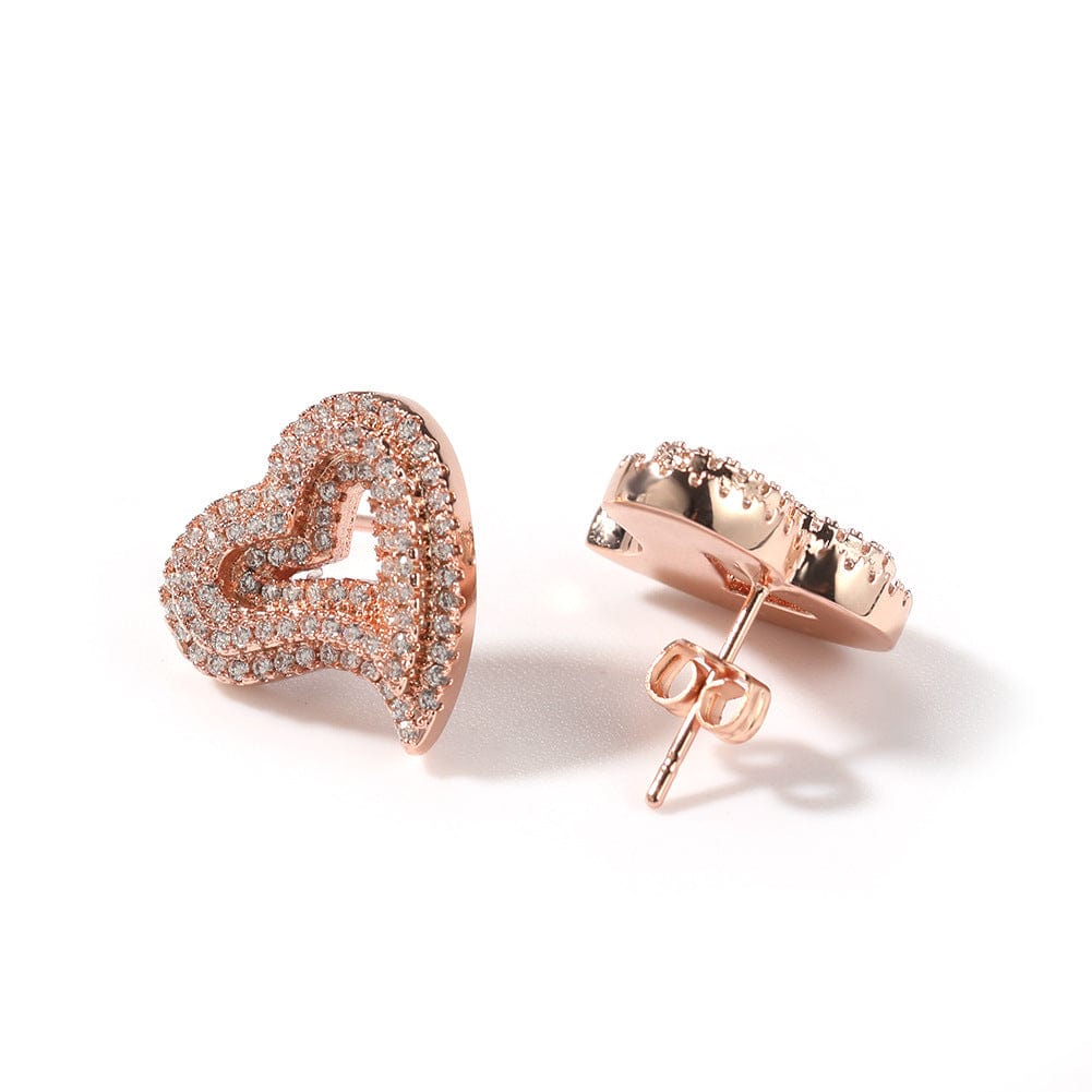 VVS Jewelry hip hop jewelry Hollow Heart Stud Earrings