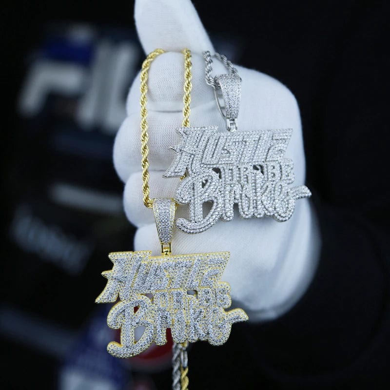 VVS Jewelry hip hop jewelry Hustle or Be Broke Diamond Statement Pendant Chain