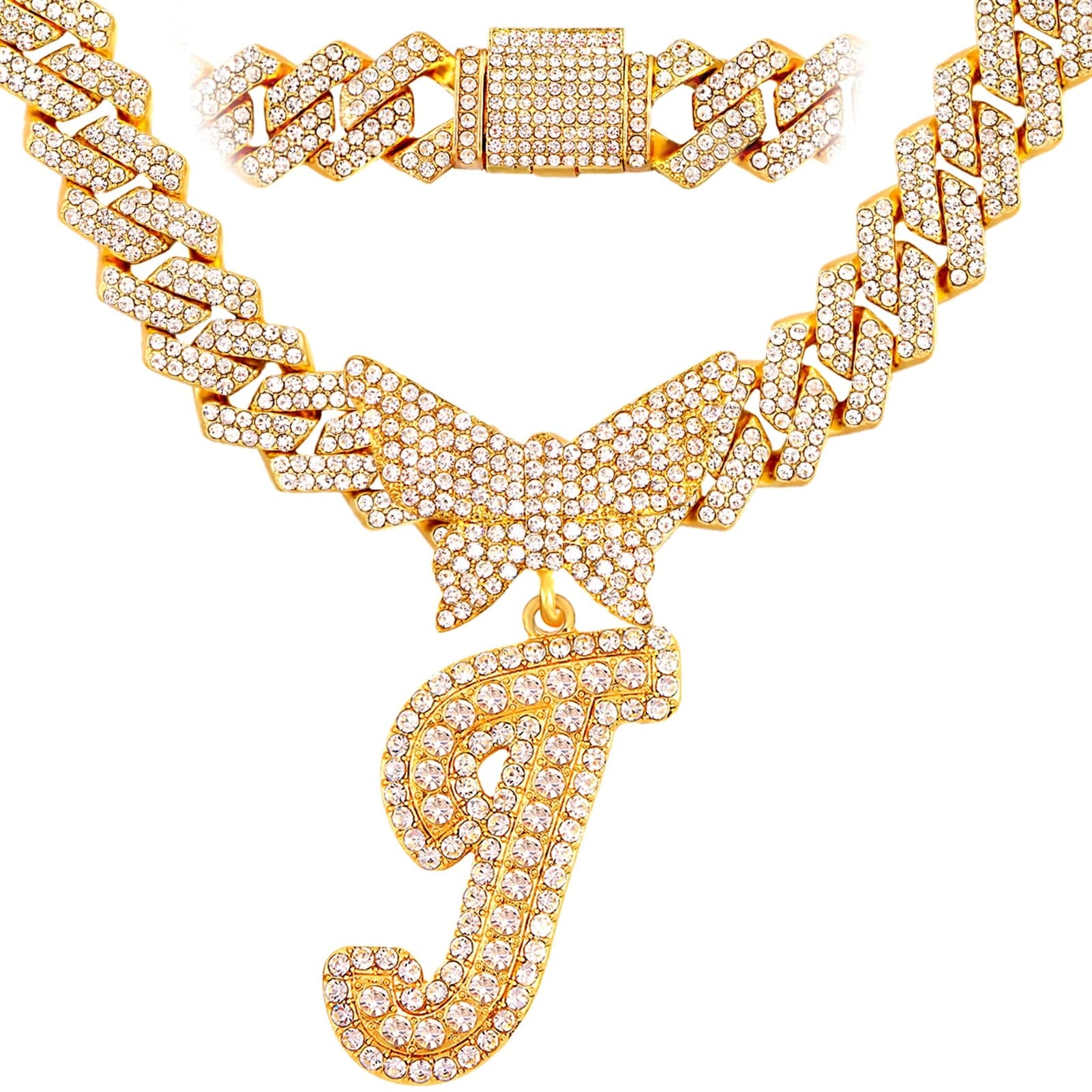 VVS Jewelry hip hop jewelry I / Gold Bling Butterfly Letter Cuban Link Chain