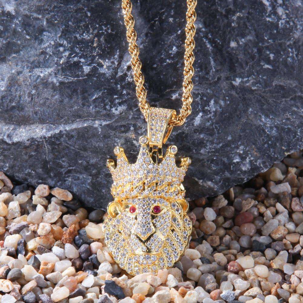 VVS Jewelry hip hop jewelry Iced Lion King Pendant Necklace