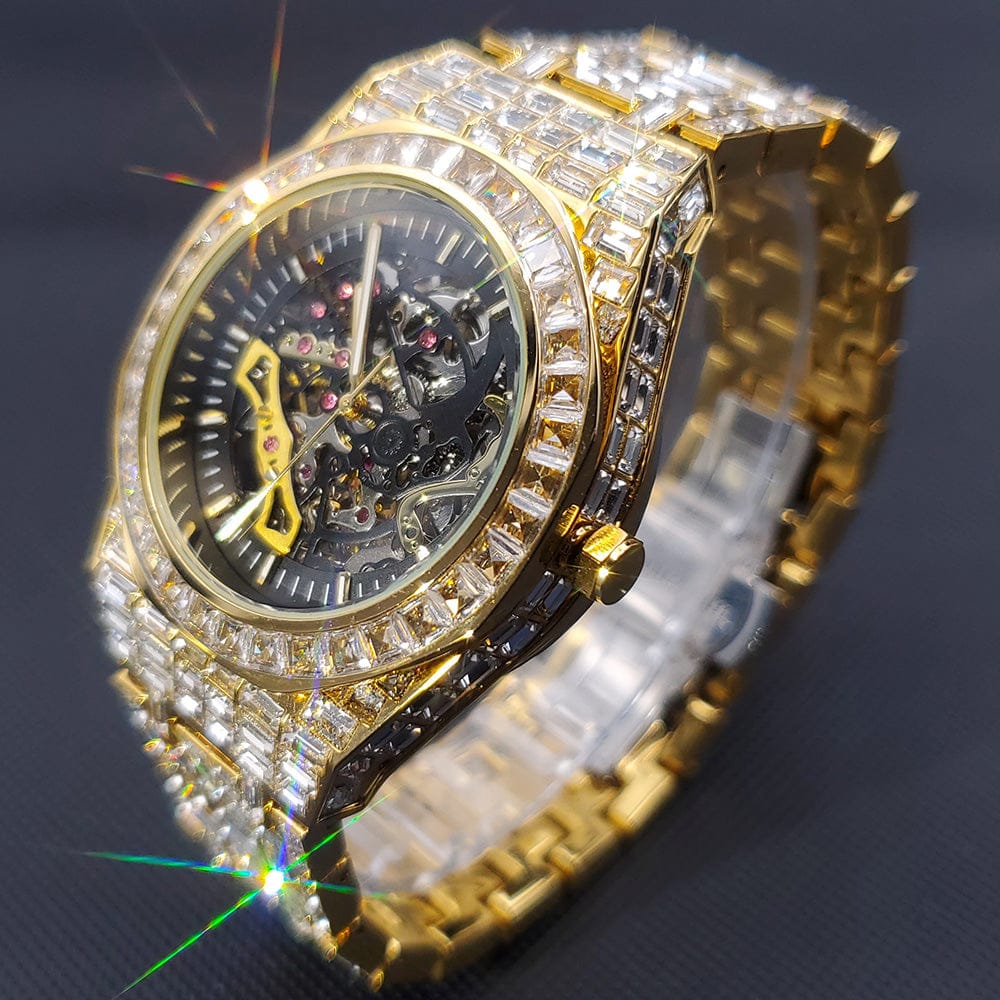 VVS Jewelry hip hop jewelry Iced Men's Mechanical Baguette Watch