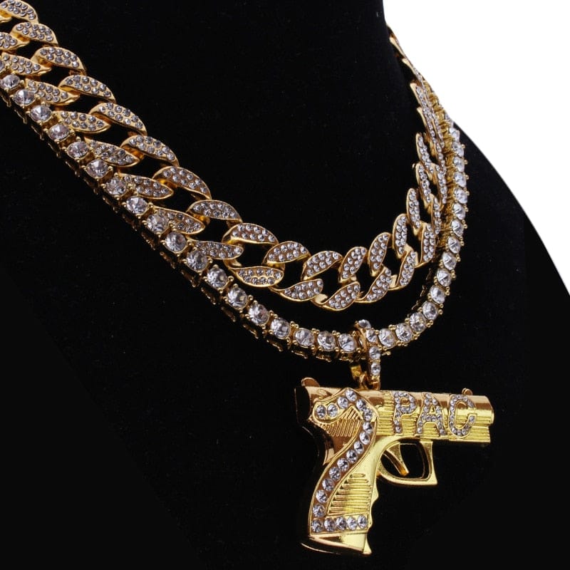 Iced Out 2Pac Cuban + Tennis Chain Bundle VVS Jewelry