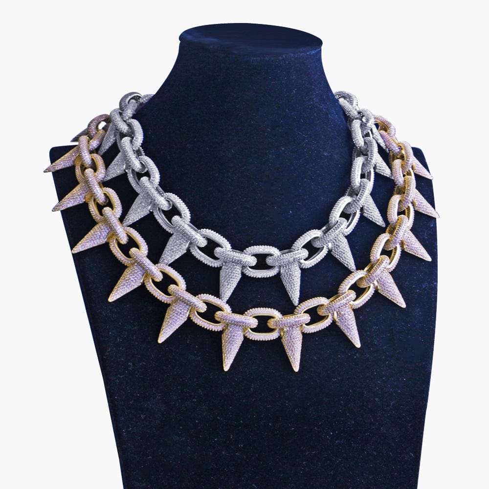 VVS Jewelry hip hop jewelry Iced Out Babe Rivet Spike Necklace