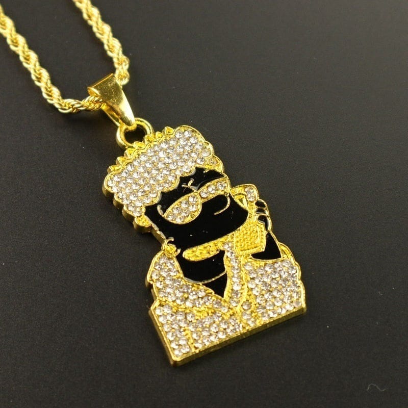 VVS Jewelry hip hop jewelry Iced Out Bart Simpson Inspired Gold Necklace