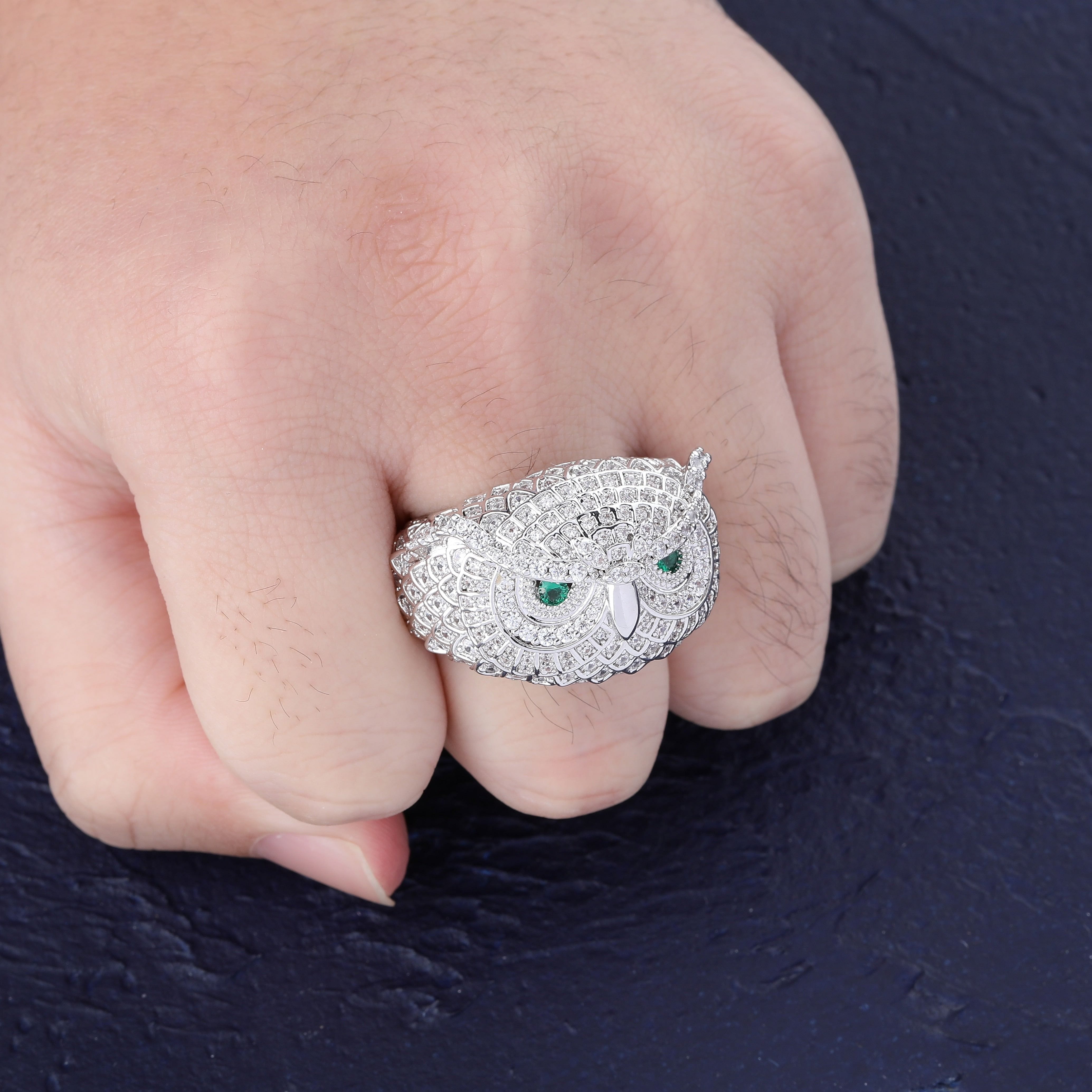 VVS Jewelry hip hop jewelry Iced Out Boss Owl Ring
