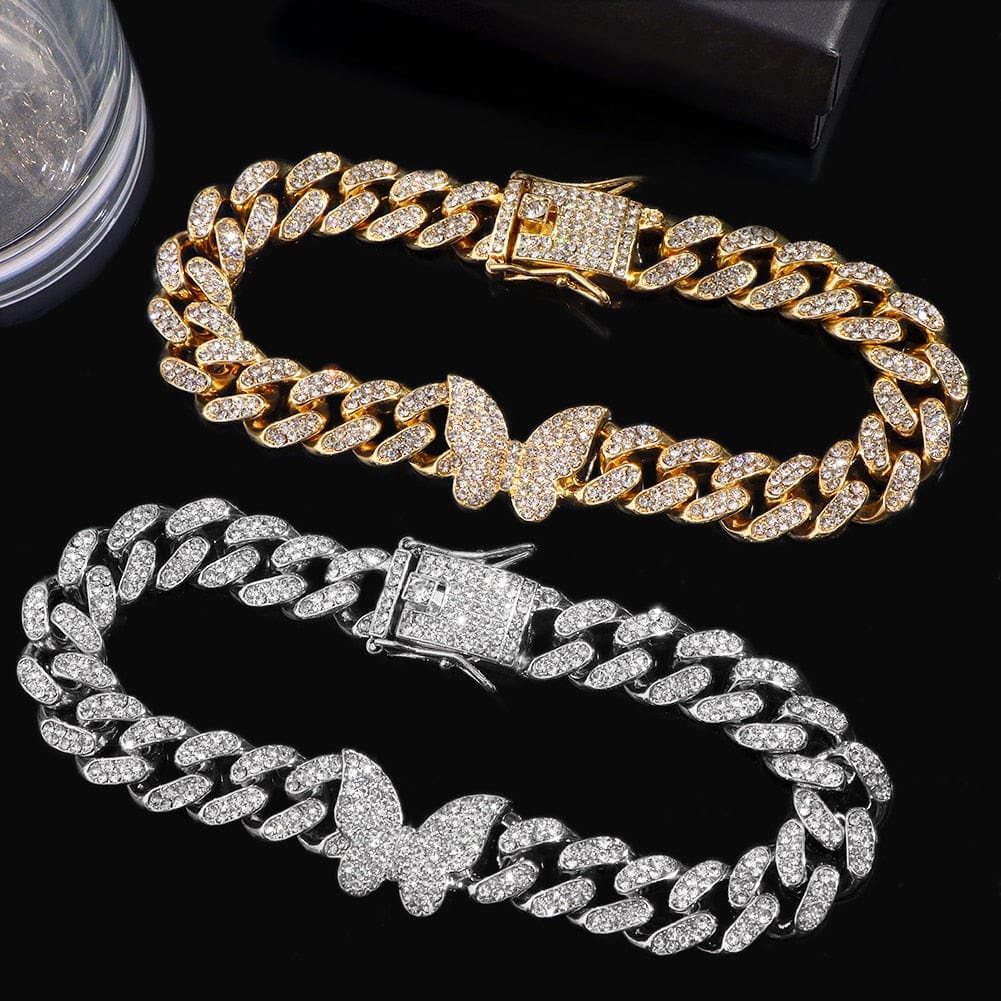 VVS Jewelry hip hop jewelry Iced Out Miami Cuban Butterfly Anklet