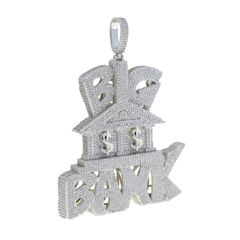 VVS Jewelry hip hop jewelry Iced Out Micropave "Big Bank" Pendant Chain