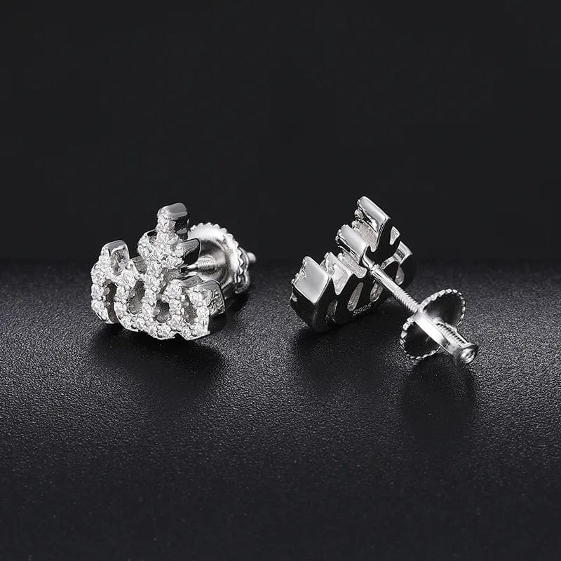925 Sterling Silver VVS Moissanite Diamond Allah Stud Earrings VVS