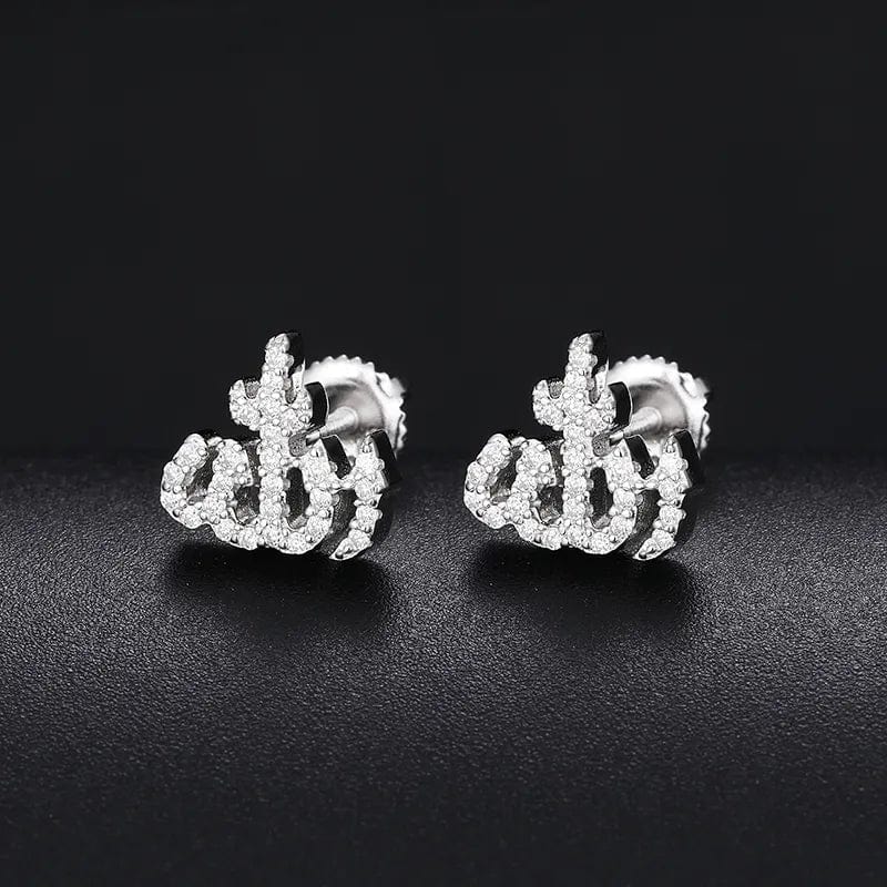 VVS Jewelry hip hop jewelry Islamic Silver 925 Sterling Silver VVS Moissanite Diamond Allah Stud Earrings