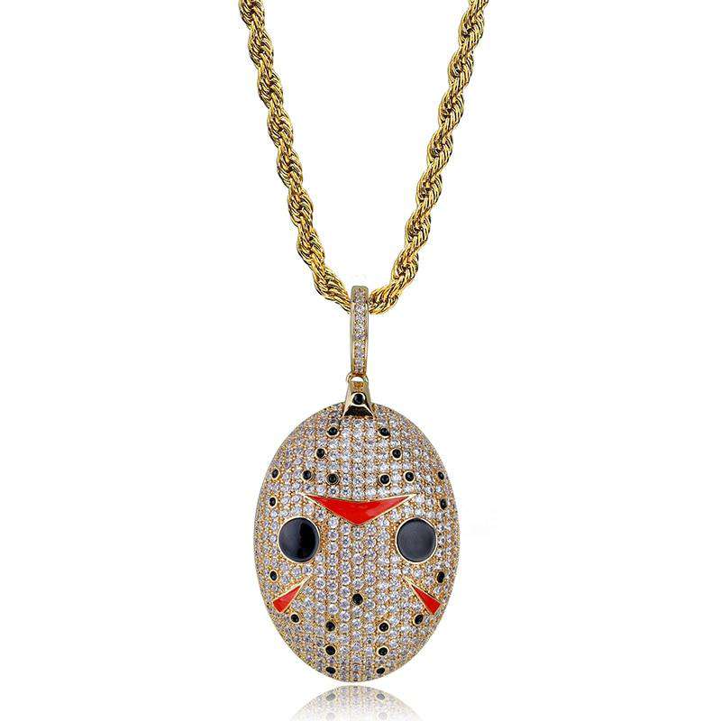 VVS Jewelry hip hop jewelry Jason Mask Bling Oval Pendant Necklace
