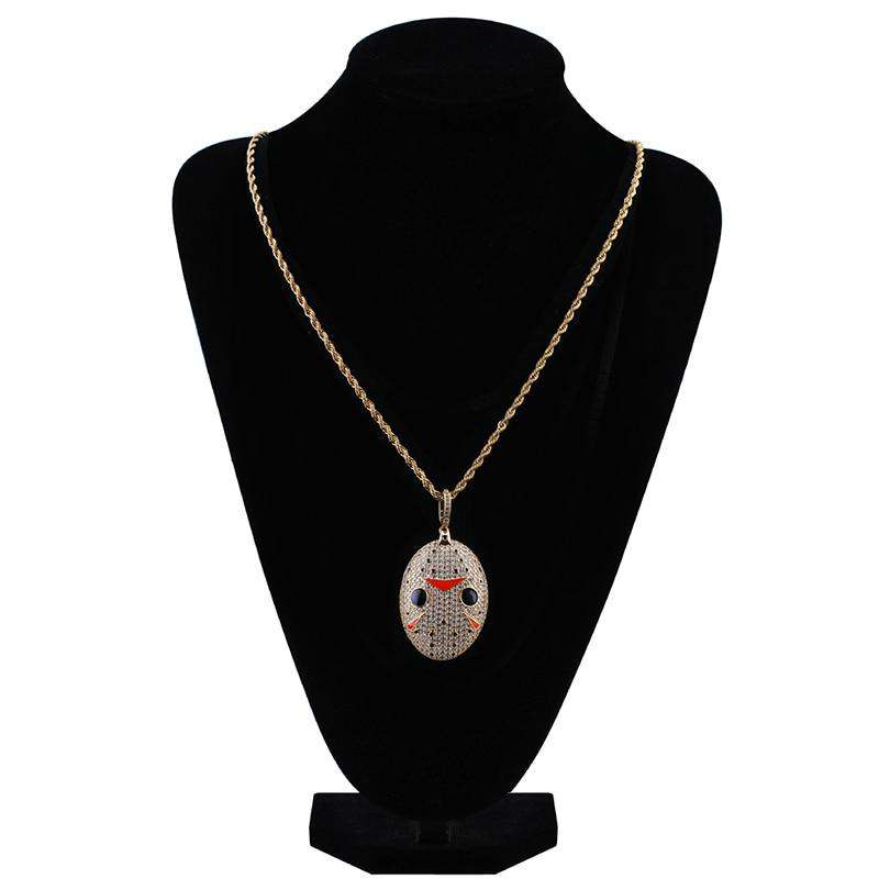 VVS Jewelry hip hop jewelry Jason Mask Bling Oval Pendant Necklace