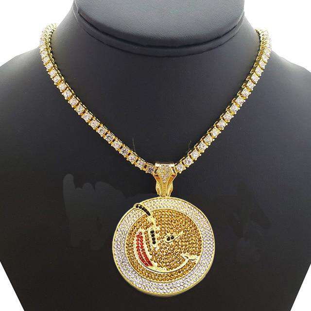 VVS Jewelry hip hop jewelry Jigsaw Pendant + Round Pendant + Cuban Choker Chain Set