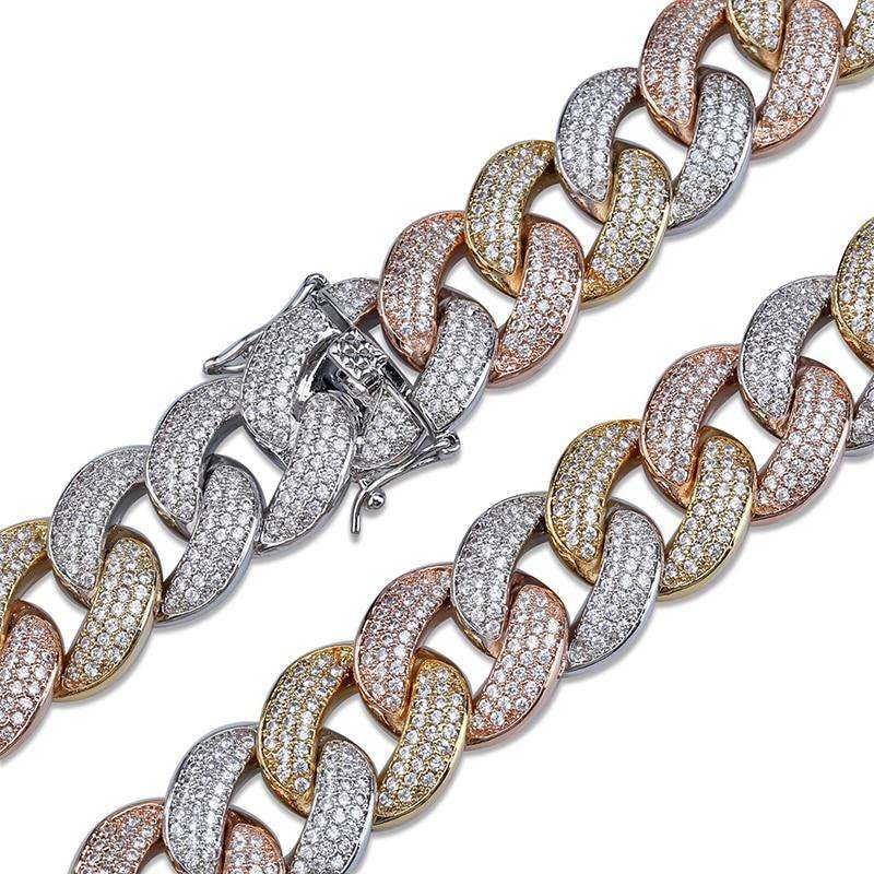 VVS Jewelry hip hop jewelry Mixed Bling 24k Gold Plated Cuban Chain Bracelet