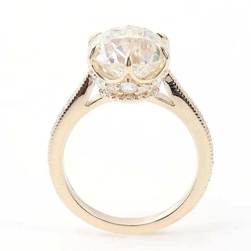 VVS Jewelry hip hop jewelry Moissanite 4 / 10k Gold The Golden Bliss 10mm Solid Gold VVS Moissanite Engagement Ring