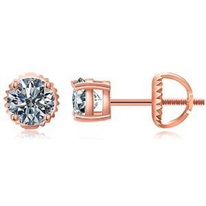 VVS Jewelry hip hop jewelry moissanite Rose Gold / 0.8 Carat (6mm) 0.1-1 CT Moissanite Sterling Silver/ Gold/ Rose Gold Stud Earrings