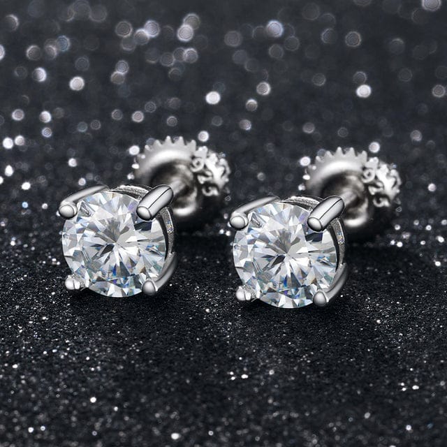 VVS Jewelry hip hop jewelry moissanite Silver / 0.1 Carat (3mm) 0.1-1 CT Moissanite Sterling Silver/ Gold/ Rose Gold Stud Earrings