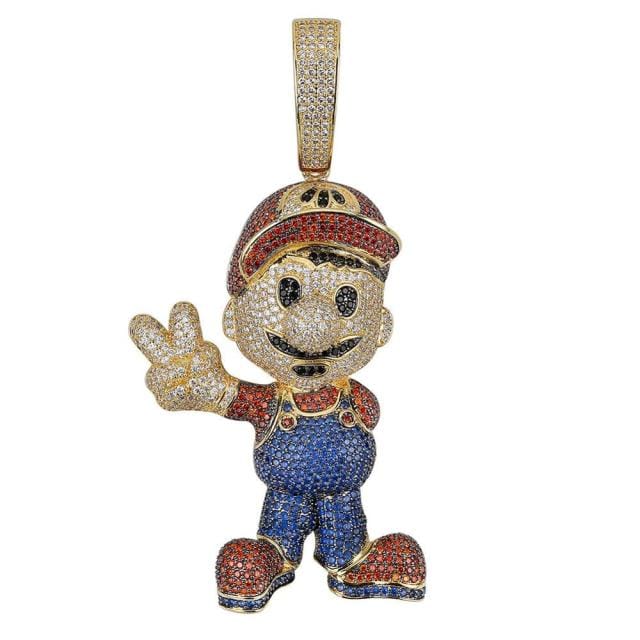 VVS Jewelry hip hop jewelry Multi / Rope Chain / 18inch VVS Jewelry Super Mario Pendant Iced Out Cuban Chain