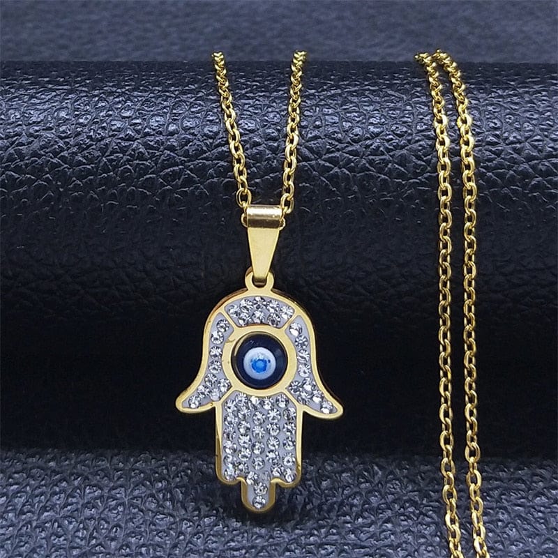 VVS Jewelry hip hop jewelry necklaces A -  Gold Greek Eye Necklace