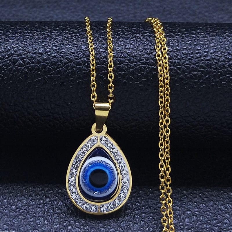 VVS Jewelry hip hop jewelry necklaces B - Gold Greek Eye Necklace