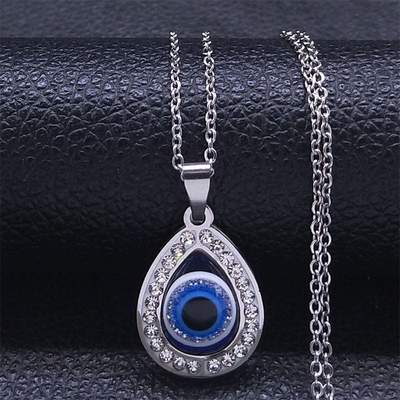 VVS Jewelry hip hop jewelry necklaces B - Silver Greek Eye Necklace