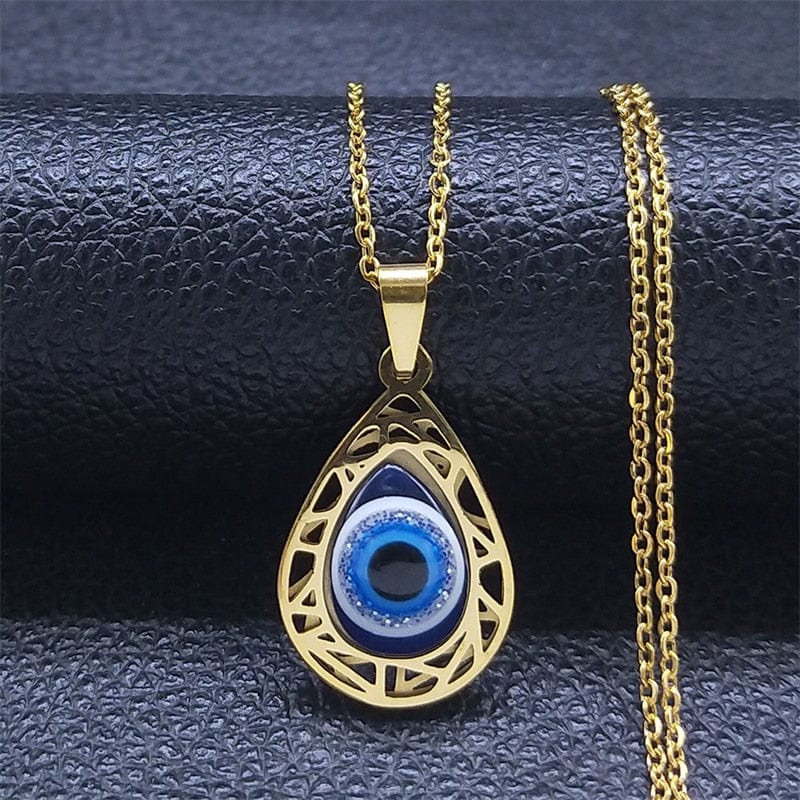 VVS Jewelry hip hop jewelry necklaces C - Gold Greek Eye Necklace
