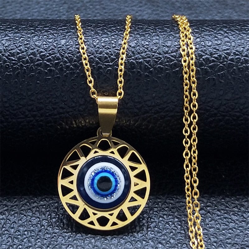 VVS Jewelry hip hop jewelry necklaces D - Gold Greek Eye Necklace