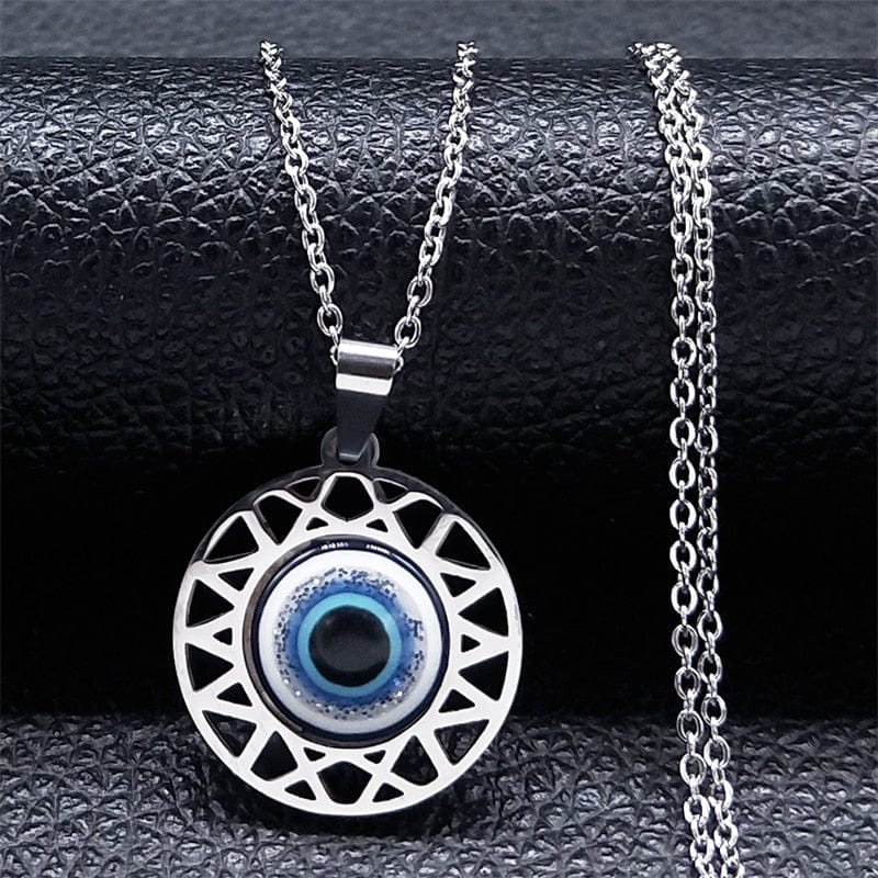 VVS Jewelry hip hop jewelry necklaces D - Silver Greek Eye Necklace