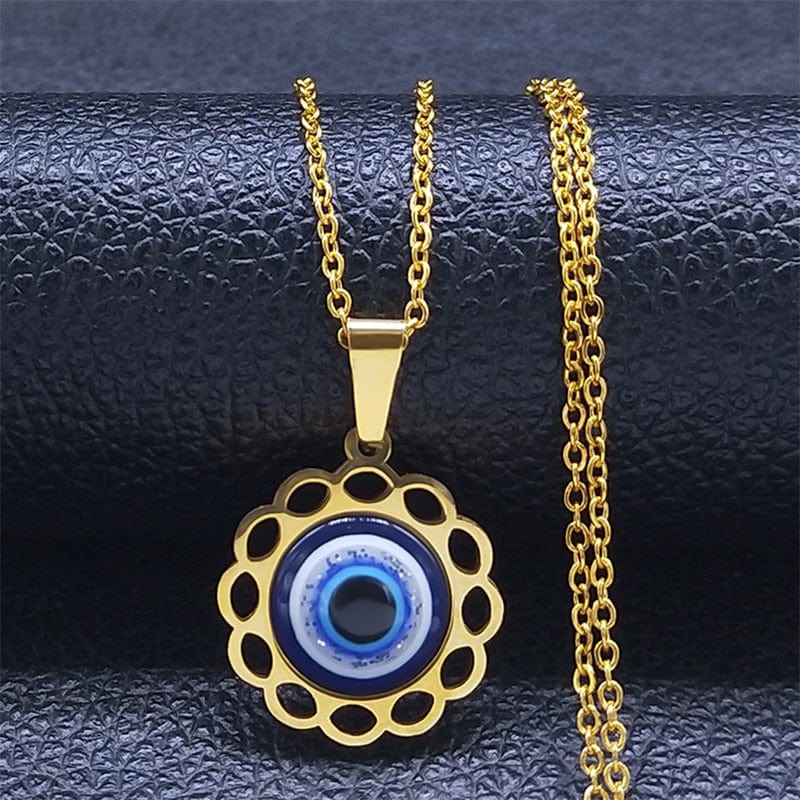 VVS Jewelry hip hop jewelry necklaces E - Gold Greek Eye Necklace