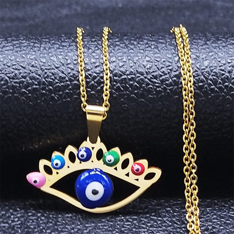 VVS Jewelry hip hop jewelry necklaces F - Gold Greek Eye Necklace