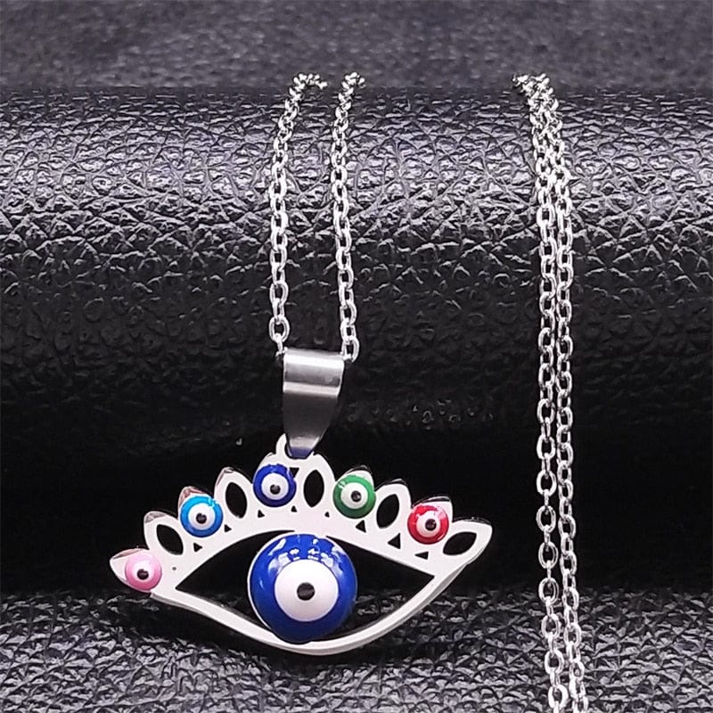 VVS Jewelry hip hop jewelry necklaces F - Silver Greek Eye Necklace