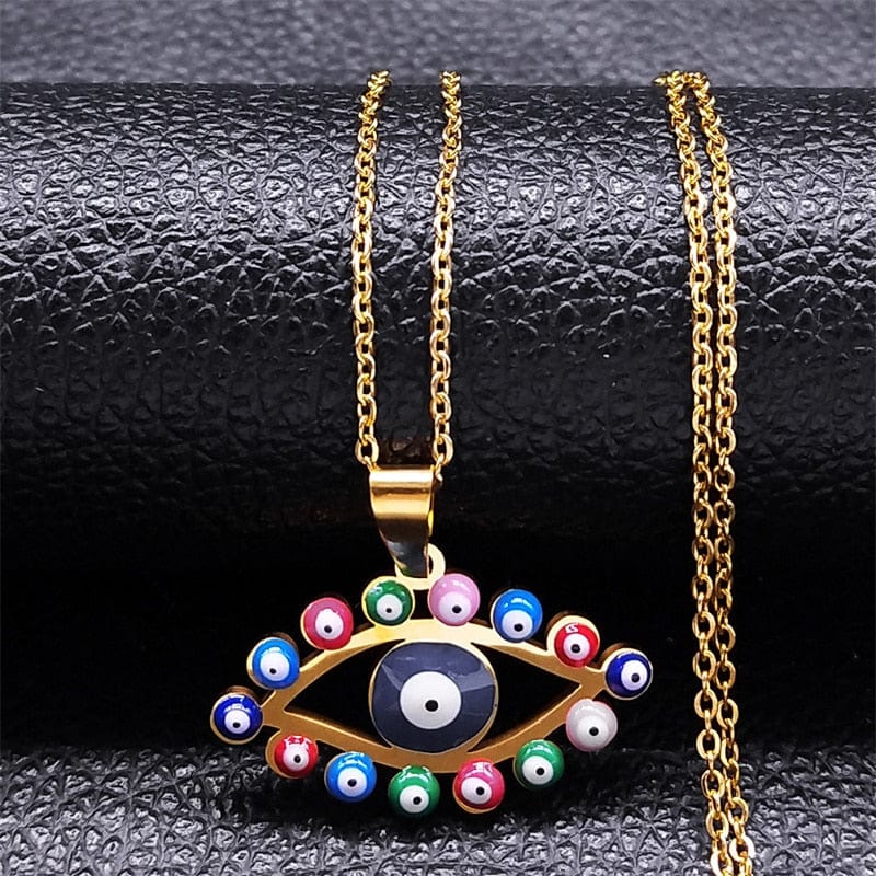 VVS Jewelry hip hop jewelry necklaces G - Gold Greek Eye Necklace