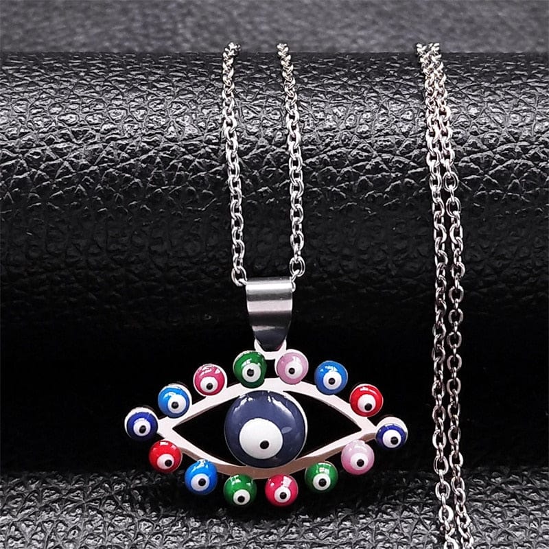 VVS Jewelry hip hop jewelry necklaces G - Silver Greek Eye Necklace