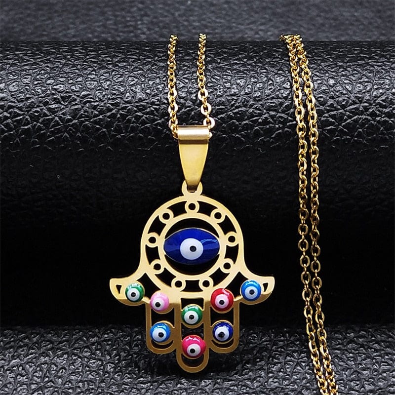 VVS Jewelry hip hop jewelry necklaces H - Gold Greek Eye Necklace