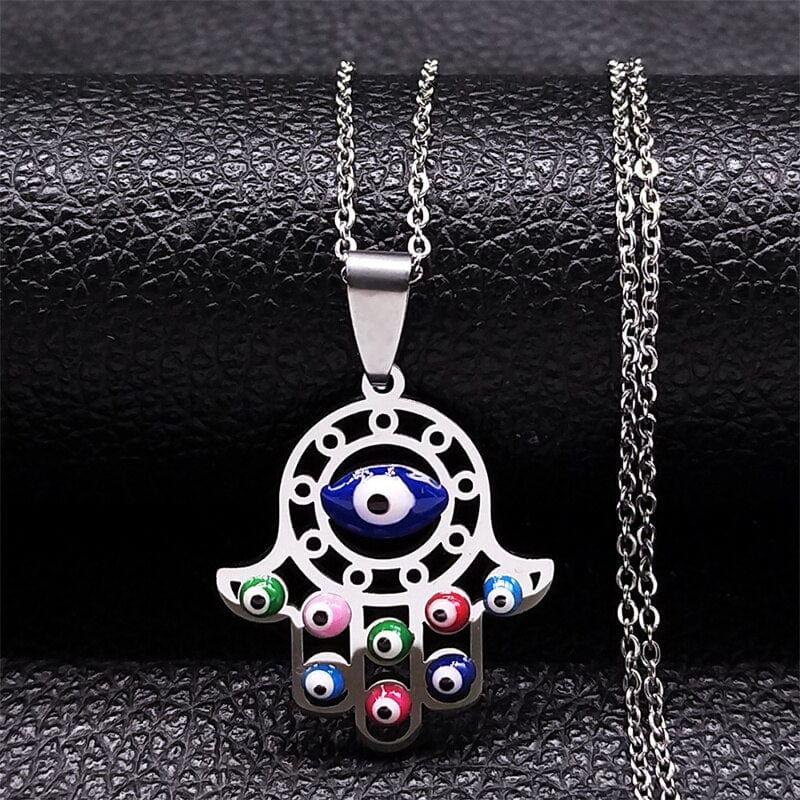 VVS Jewelry hip hop jewelry necklaces H - Silver Greek Eye Necklace