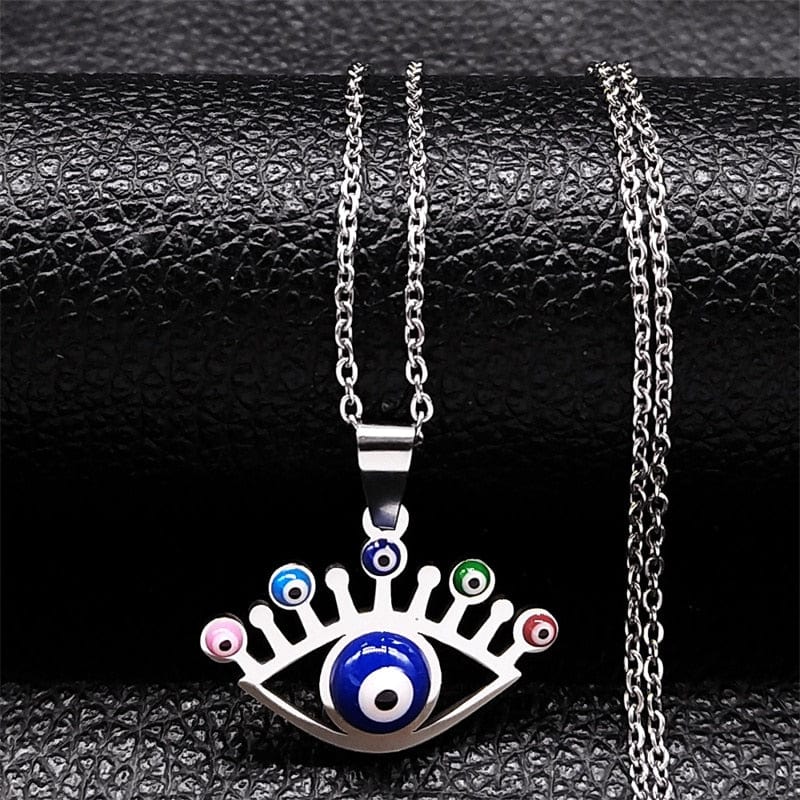 VVS Jewelry hip hop jewelry necklaces I - Silver Greek Eye Necklace