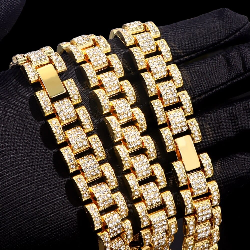 VVS Jewelry hip hop jewelry necklaces Iced Out Watch Band Cuban Choker Necklace