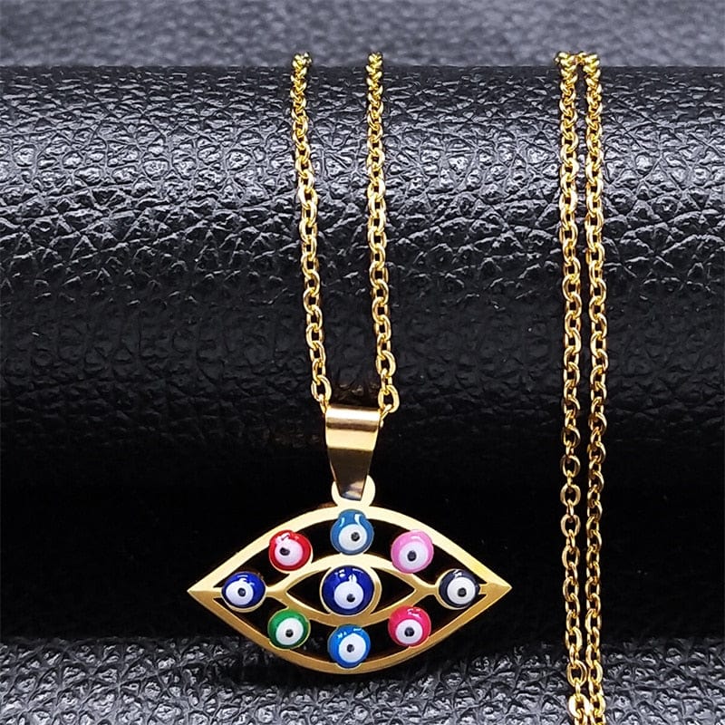 VVS Jewelry hip hop jewelry necklaces J - Gold Greek Eye Necklace