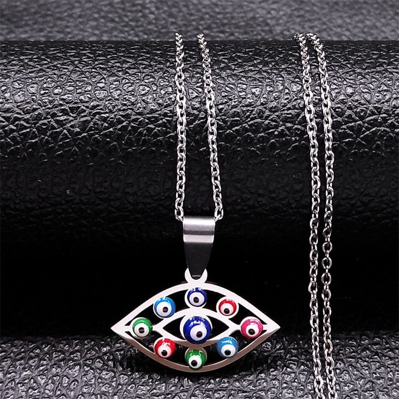 VVS Jewelry hip hop jewelry necklaces J - Silver Greek Eye Necklace
