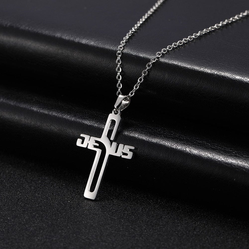 VVS Jewelry hip hop jewelry necklaces Silver Jesus Cross Pendant Stainless Steel Necklace